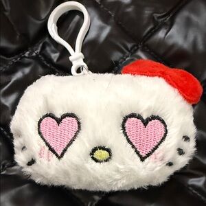 Cute White and Red Plush Keychain